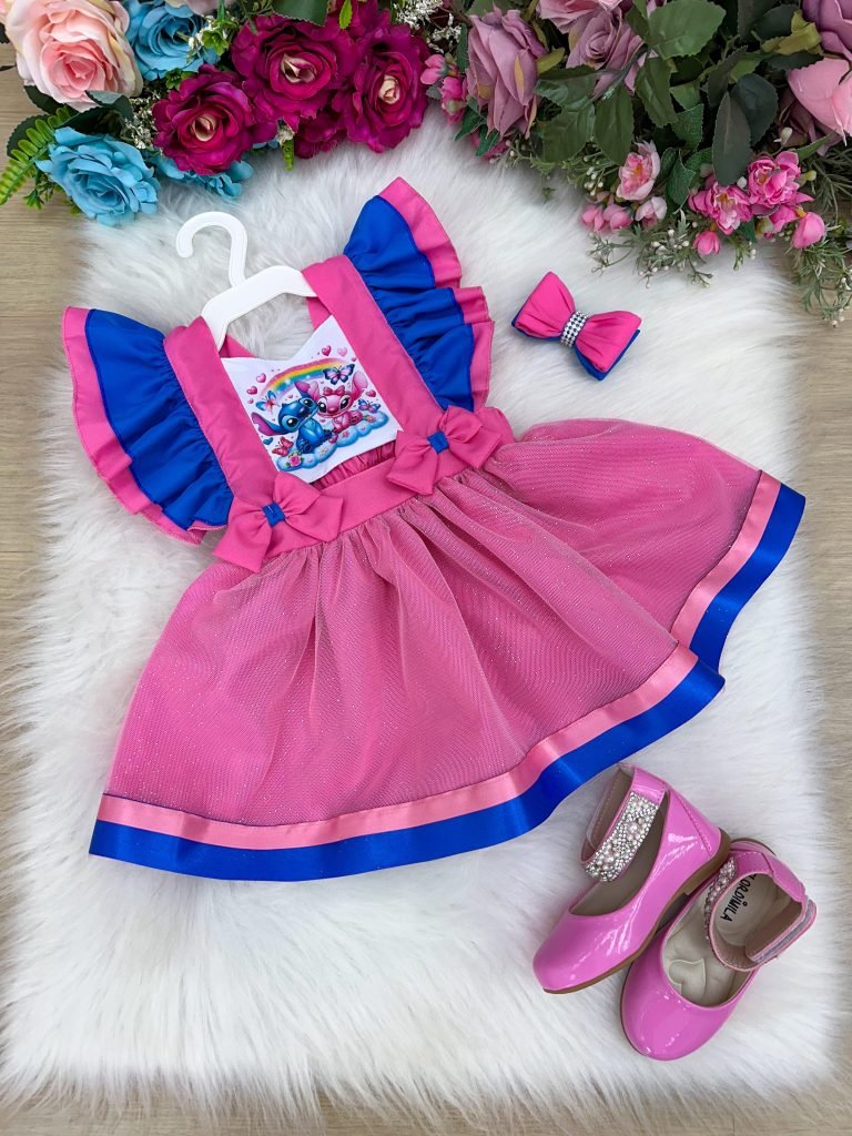 Romper/Vestido Princesa Belli Tematico Stitch e Angel