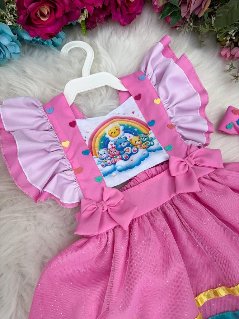 Romper/Vestido Princesa Belli Tematico Ursinhos Carinhosos