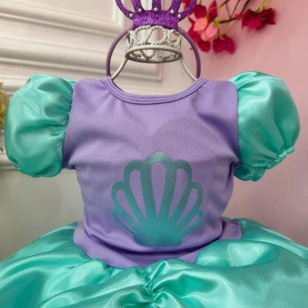 Fantasia Infantil da Sereia Ariel Acompanha a Tiara Luxo