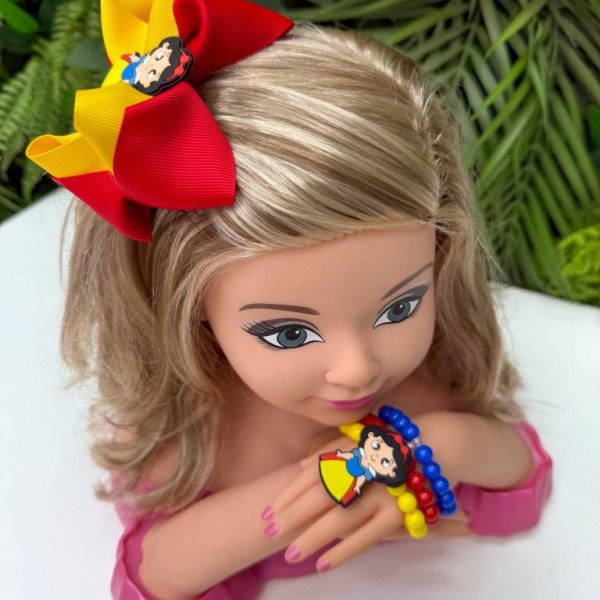 Laço Belli Tematico Princesa Maça + Pulseira