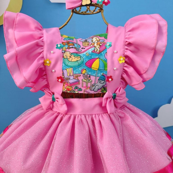 Romper Bobbie Goods Rosa C/ Laço Festas Luxo