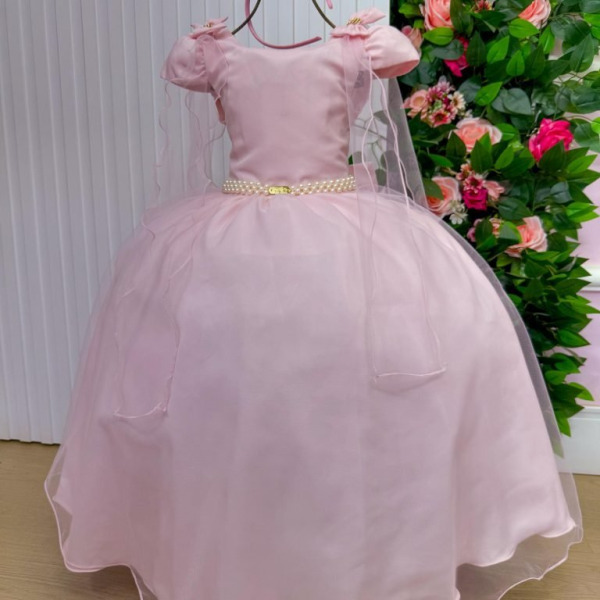 Vestido Banana Club Longo Diamante Rosa Bebe