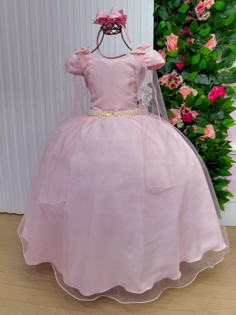 Vestido Banana Club Longo Diamante Rosa Bebe