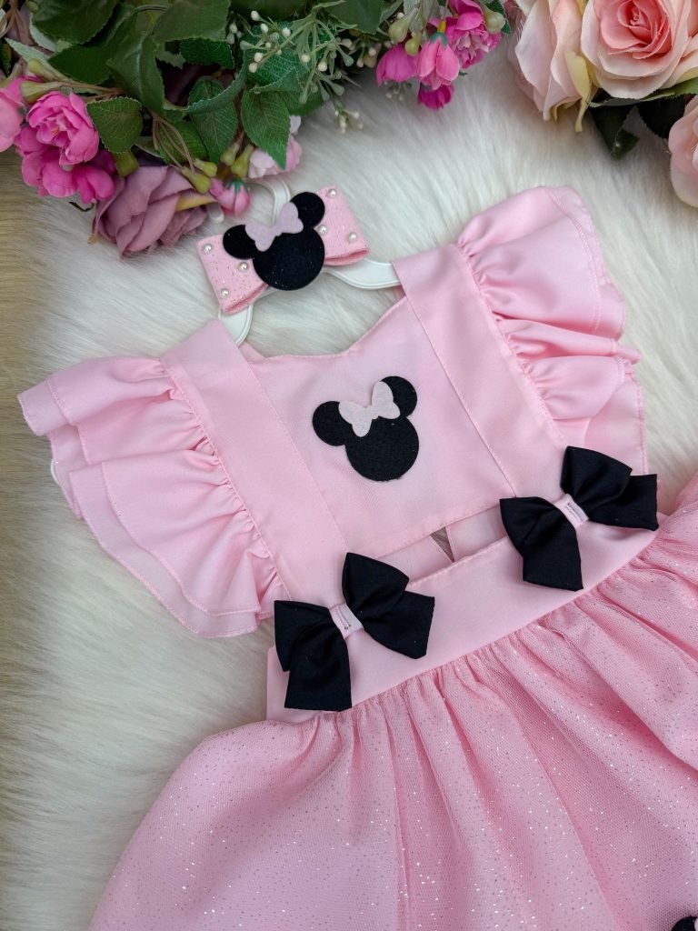 Romper/Vestido Princesa Belli Minnie/Minie Rosa Modelo 2