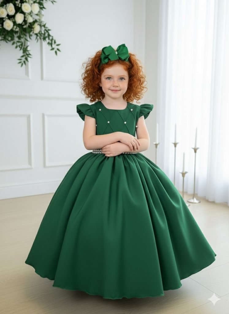 Vestido Ysa Kids Ariane Longo Verde Esmeralda