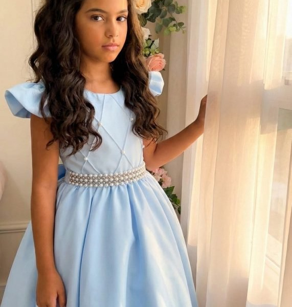 Vestido Ysa Kids Ariane Longo Azul bebê