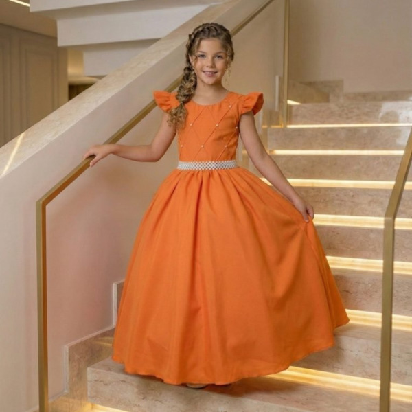 Vestido Ysa Kids Ariane Longo Terracota
