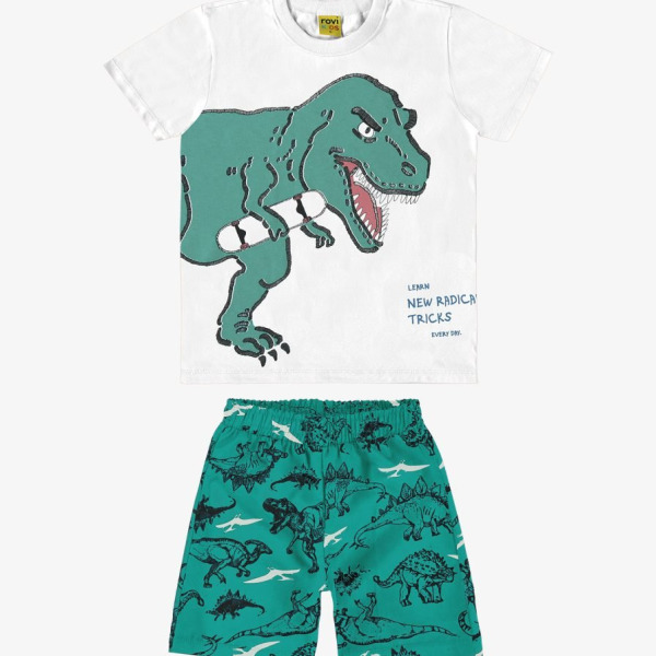 CONJUNTO INFANTIL MACULINO ROVITEX CAMISETA EM MALHA COM BERMUDA MICROFIBRA
