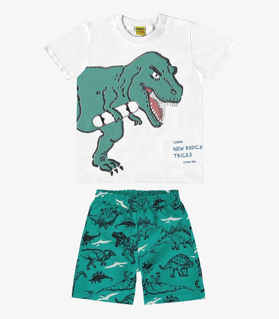 CONJUNTO INFANTIL MACULINO ROVITEX CAMISETA EM MALHA COM BERMUDA MICROFIBRA