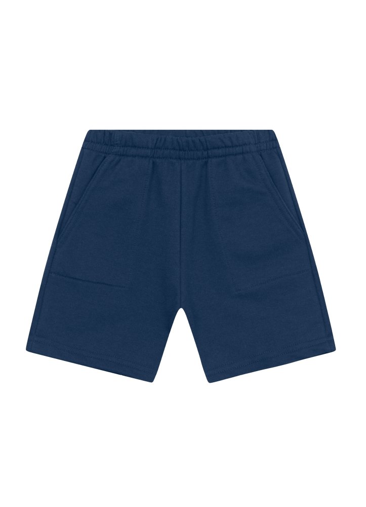 Conjunto infantil menino de Camiseta Malha Jacquard Stripe e Bermuda Moletinho BRANDILI