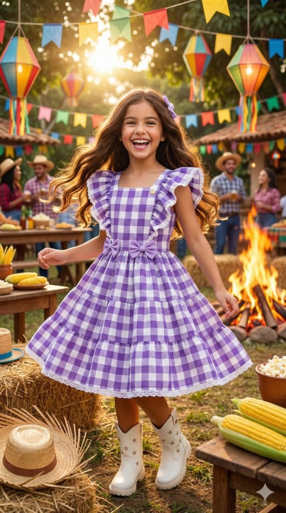 Vestido Banana Club Aline Xadrez Lilas