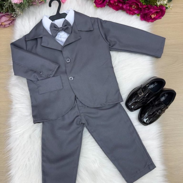 Conjunto Social Miss Cherry Jorge Terno Cinza Grafite