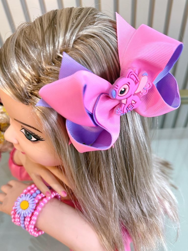 1 Kit Laço e Pulseira Infantil da Lilo Angel e Stitch