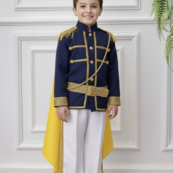 Conjunto Fantasia de Príncipe Azul Marinho Luxo Festas