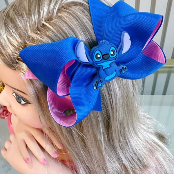 Laço Infantil Azul e Rosa da Lilo e Stitch Angel Festas Luxo