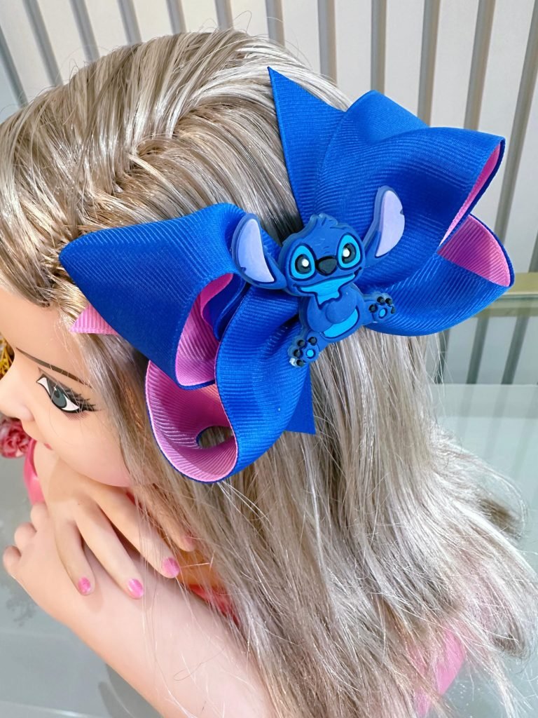 Laço Infantil Azul e Rosa da Lilo e Stitch Angel Festas Luxo