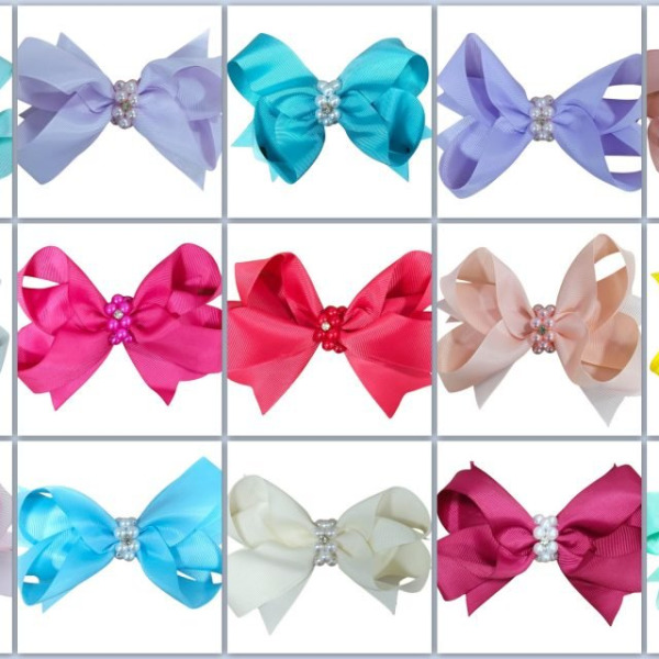 Laço Infantil Várias Cores Com Pérolas e Strass Luxo