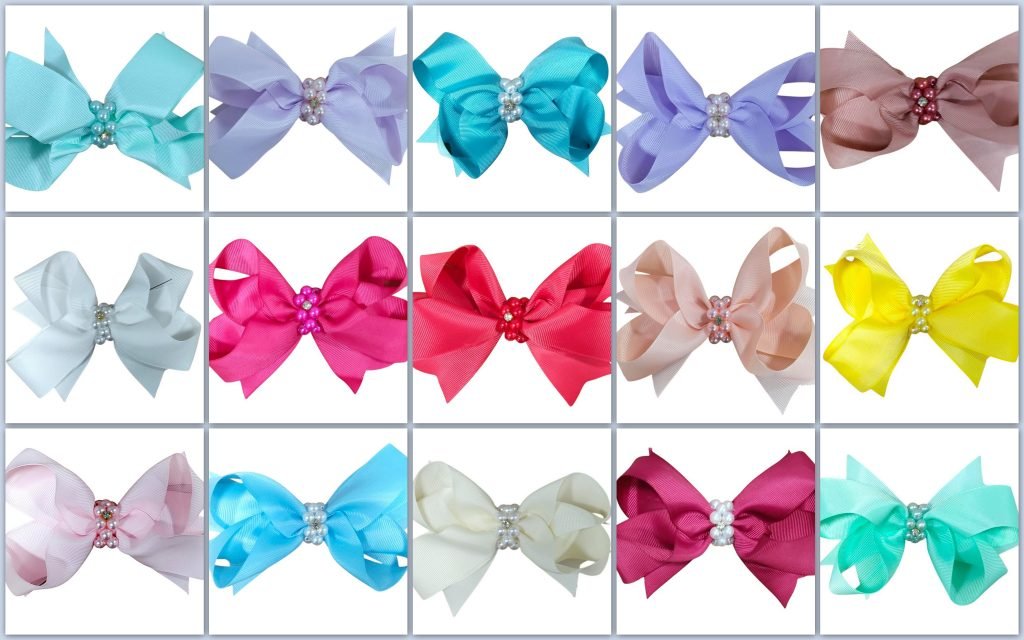 Laço Infantil Várias Cores Com Pérolas e Strass Luxo