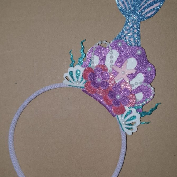 Tiara Infantil Sereia Ariel Lilás Super Luxo