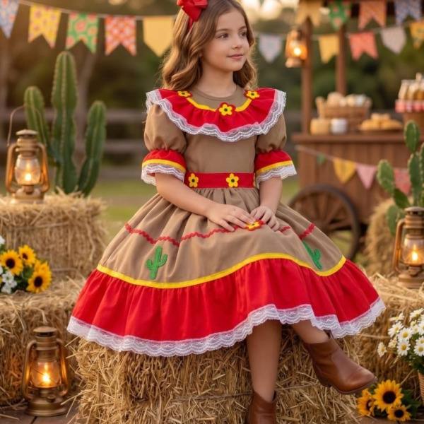 Fantasia Junino Princesa Belli Cangaceira/Maria Bonita