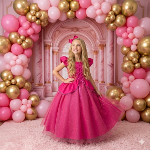 Fantasia/ Vestido Mini Miss Longo Princesa Pink