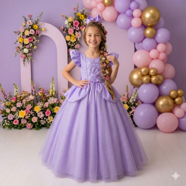 Fantasia/ Vestido Mini Miss Longo Princesa Lilas