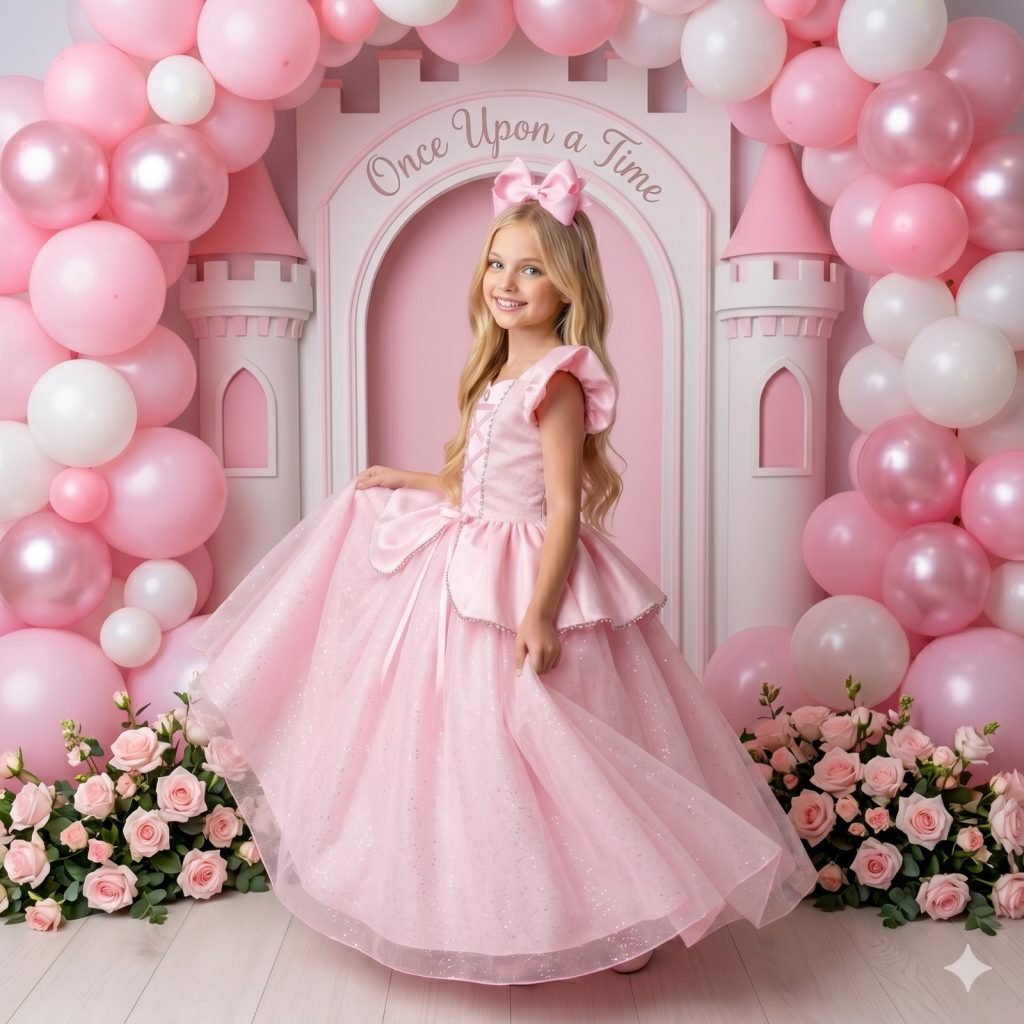 Fantasia/ Vestido Mini Miss Longo Princesa Rosa