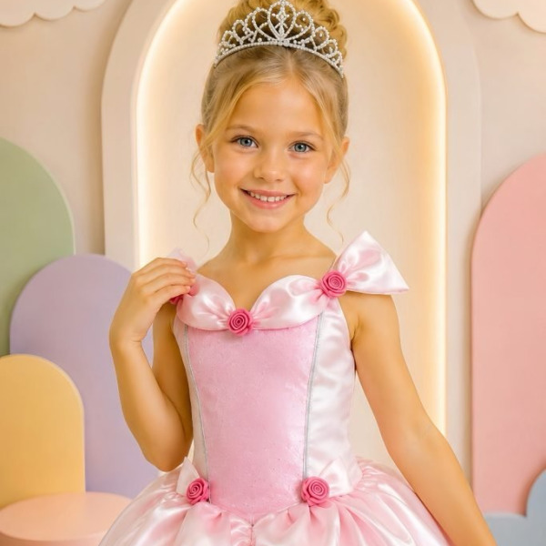 Fantasia Infantil Rosa Princesas Aurora Bela