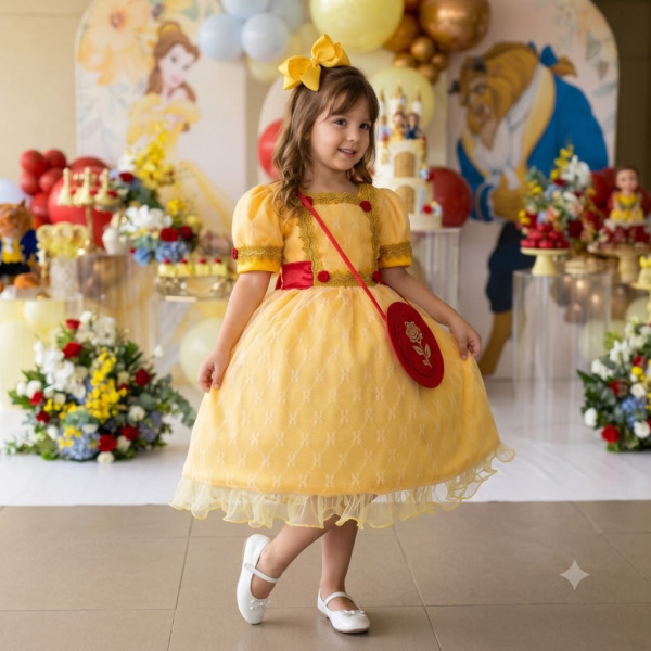Fantasia Princesa Belli Doce Realeza Princesa Amarelo