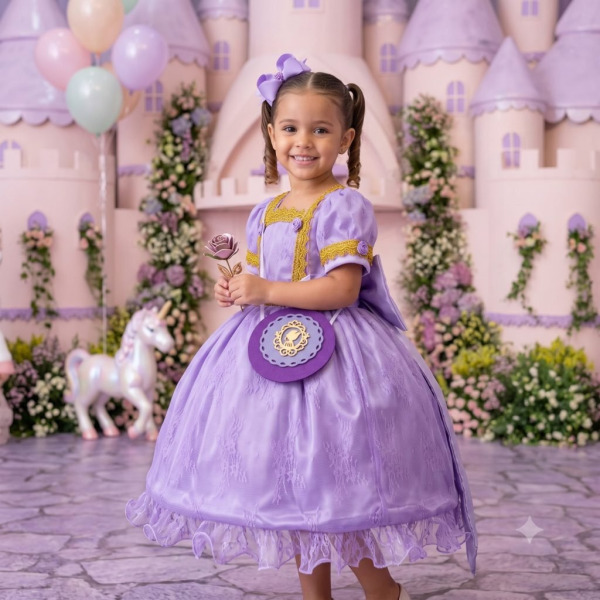 Fantasia Princesa Belli Doce Realeza Princesa Lilas